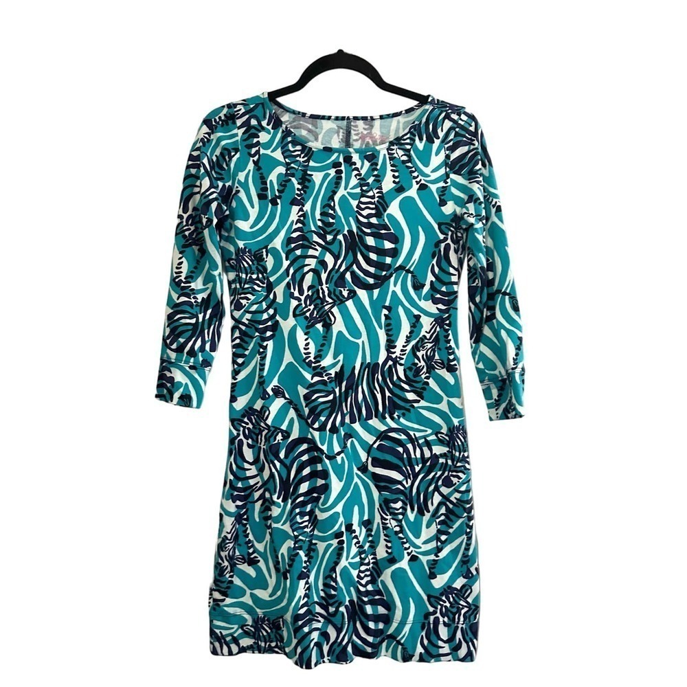 LILLY PULITZER I’m Game Pima Cotton Zebra Striped Print Mini Dress - XS